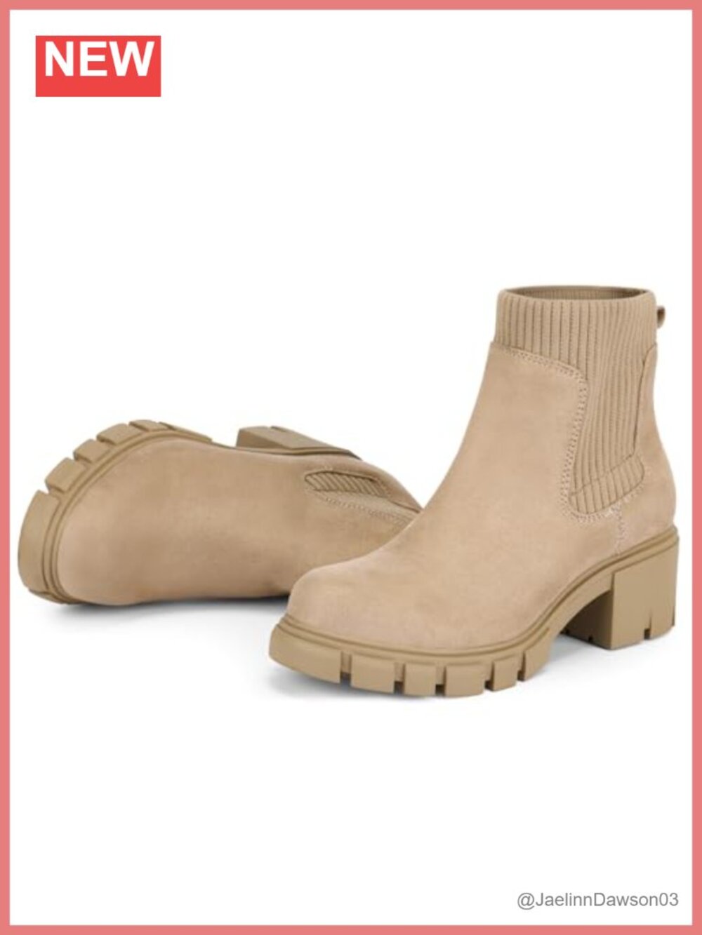 FITORY Women's Chelsea Ankle Boots Suede Chunky Heel Pull-On